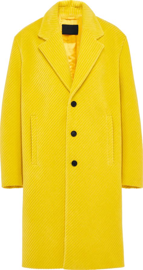 prada yellow corduroy coat